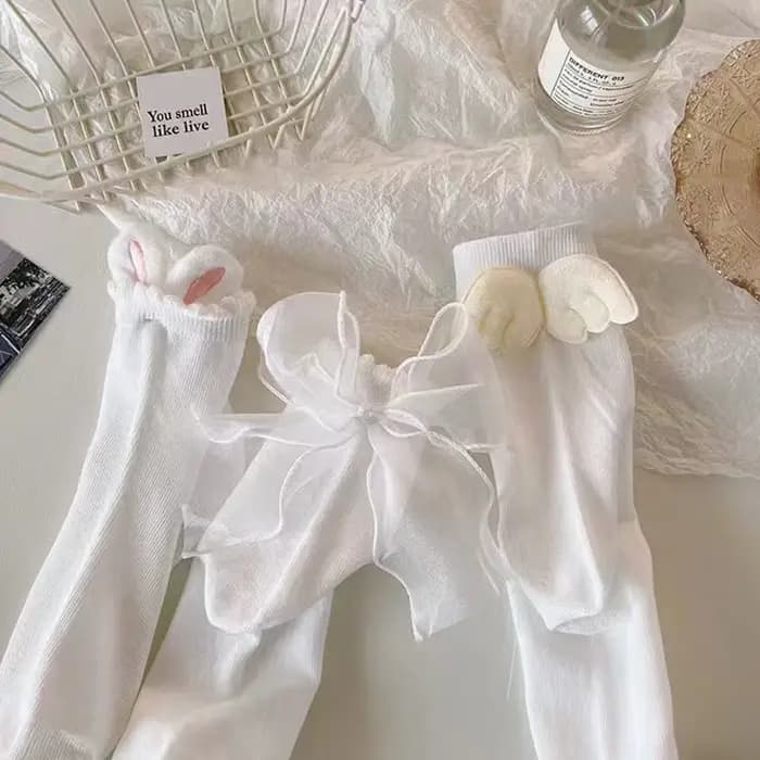 Chaussettes à volants en dentelle avec nœud papillon pour femmes et filles