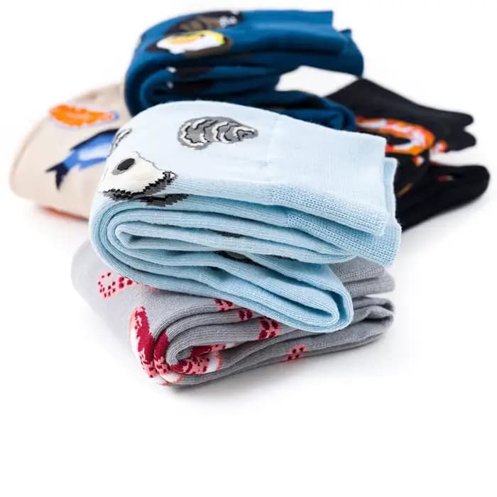 Harajuku chaussettes drôles nourriture fruits de mer actif crevettes calmar