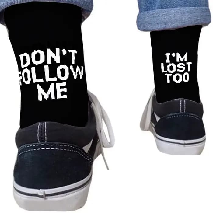 Femmes hommes chaussettes drôles Harajuku Humor mot imprimé