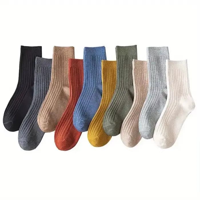 5/10 paires de chaussettes d'équipage confortables à rayures de couleurs mélangées vibrantes – Doux