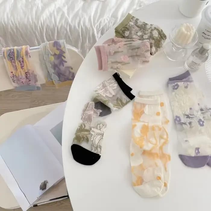 InjSocks-Chaussettes élastiques en cristal transparent pour femmes
