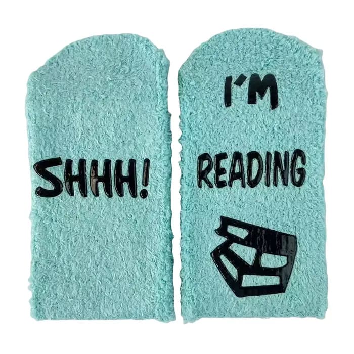 1 paire de chaussettes de sol sur le thème du livre - "Shh! Je lisends"