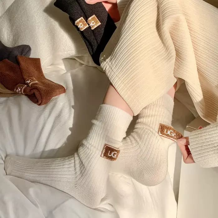 1/3 paires hiver épais chaud rembourré chaussettes couleur unie mi-mollet