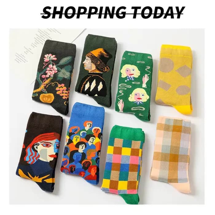 Chaussettes drôles pour hommes femmes amusant confortable fou nouveauté mode respirant peinture à l'huile
