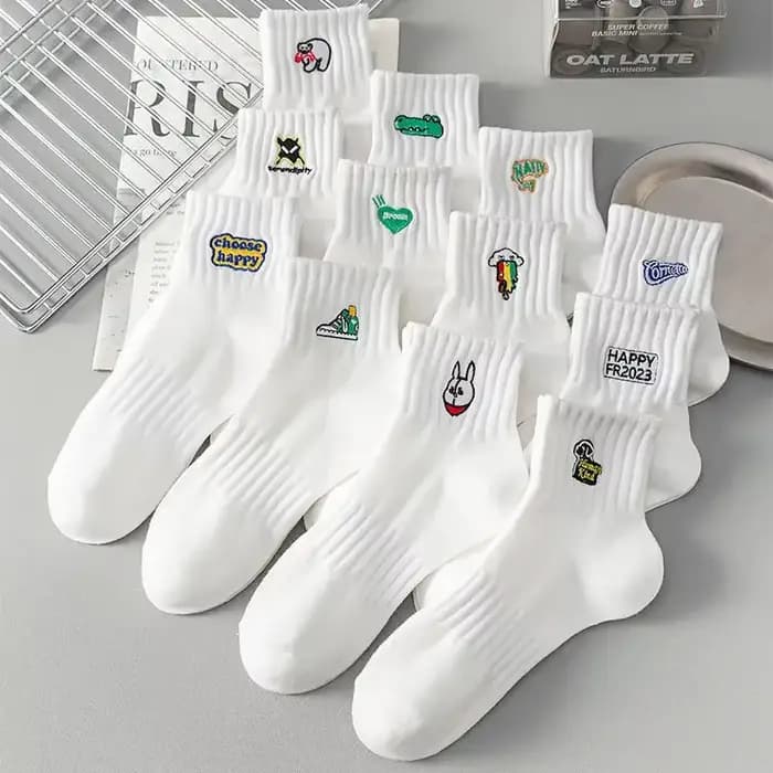 Broderie Aartoon animaux quotidien cheville chaussette hommes coton chaussettes courtes printemps été mâle Harajuku