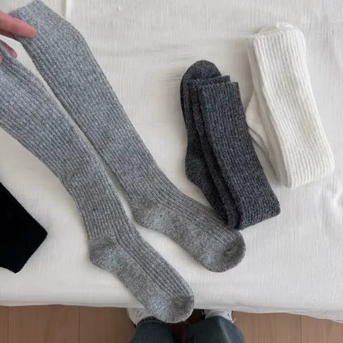 Femmes épais chaud genou chaussettes automne hiver