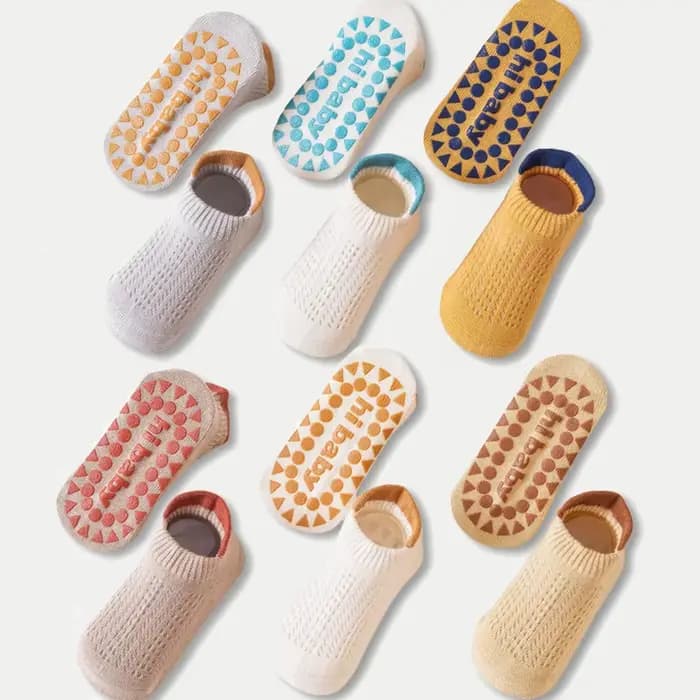 Lot de 3 paires de chaussettes antidérapantes en coton pour enfants