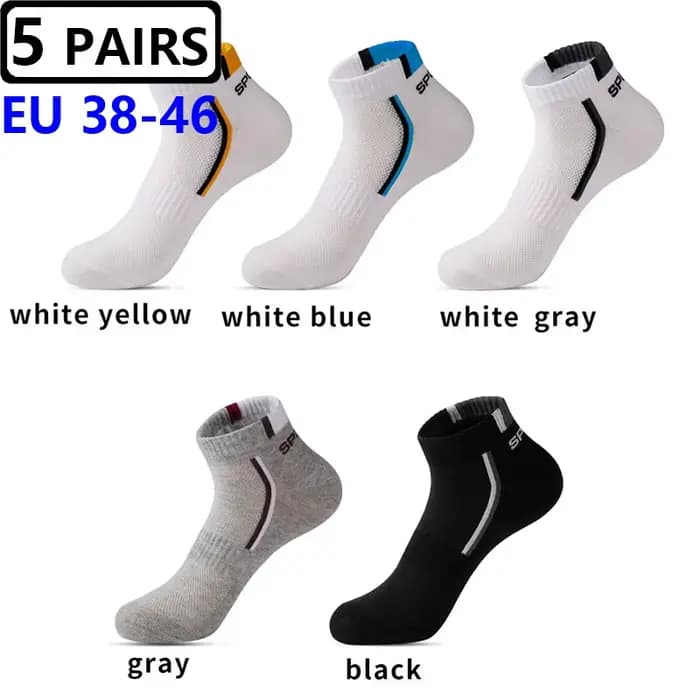 5 paires/ensemble hommes EU43-46 grande taille chaussettes Tube bas cheville