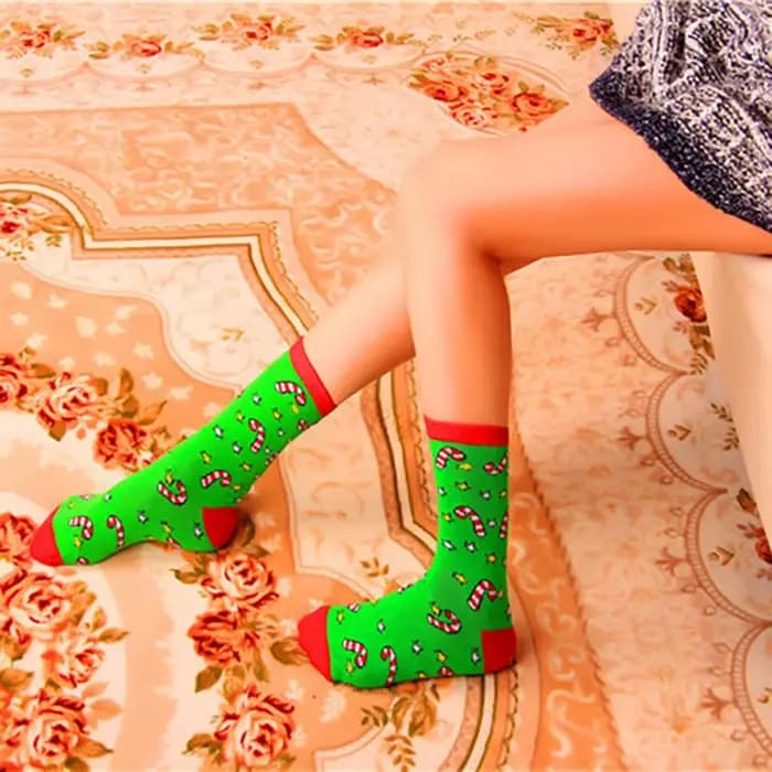 Chaussettes de noël colorées en coton pour femmes et hommes