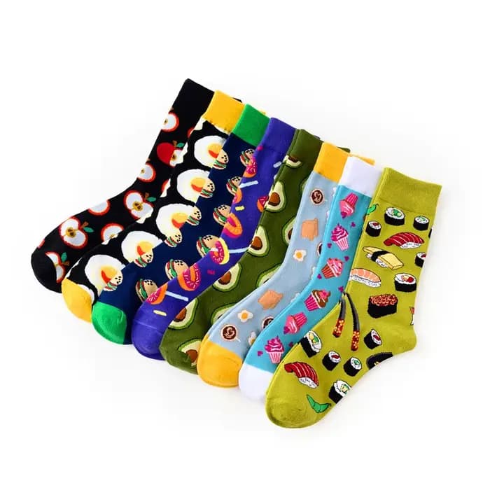Nouveautés femmes chaussettes unisexe printemps automne dessin animé avocat Burger Sushi fruits de mer chaussette