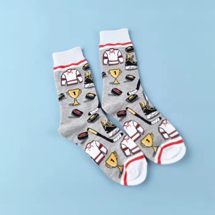 2 paires de chaussettes mi-mollet à thème hockey sur glace
