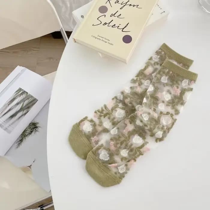 InjSocks-Chaussettes élastiques en cristal transparent pour femmes