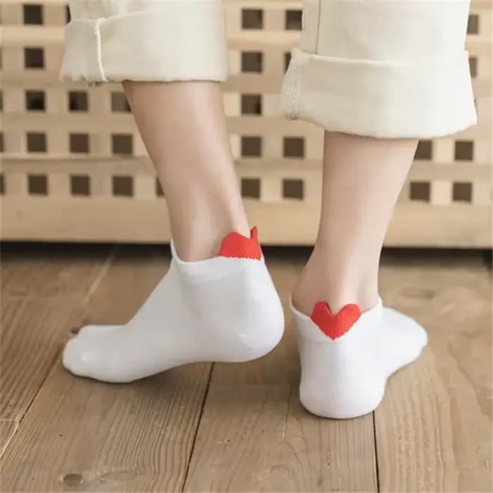 Femmes blanc coeur chaussettes femme coton cheville chaussette mignon