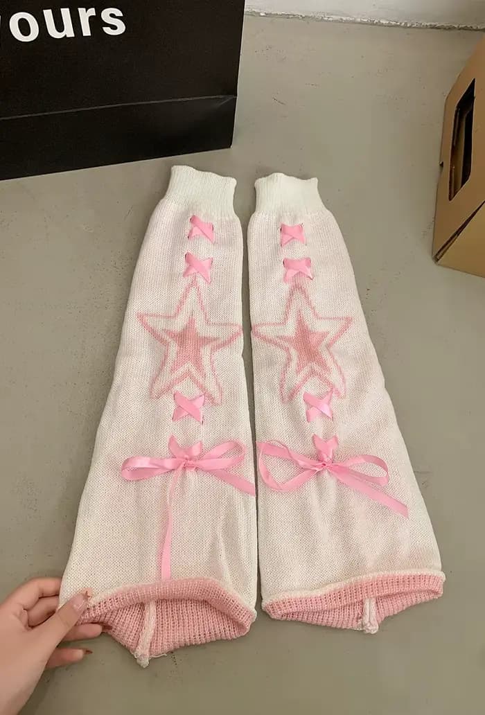 Ensemble de chaussettes Tube longues en soie Y2k, chauffe-jambes Lolita, avec cordon de serrage, JK Girl, paires de papillons