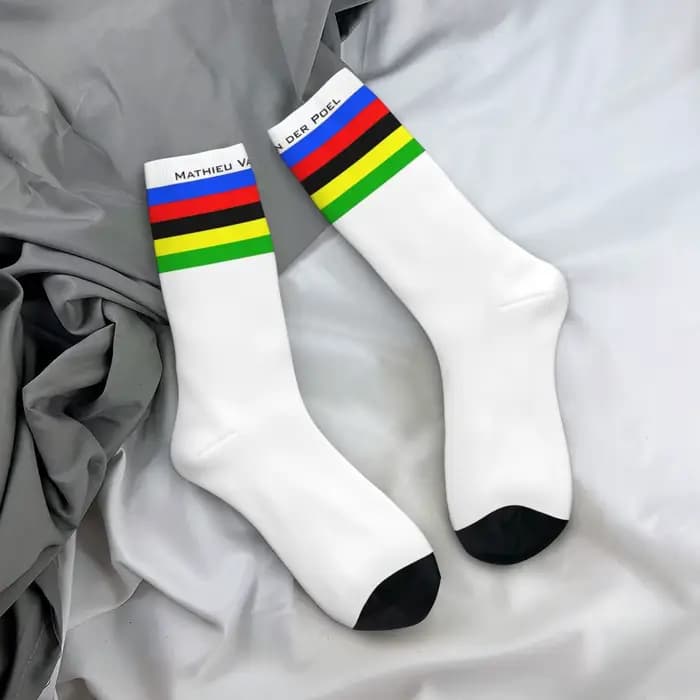 Mathieu Van Der Poel cycliste MVDP hommes femmes chaussettes coupe-vent nouveauté printemps été automne hiver bas cadeau