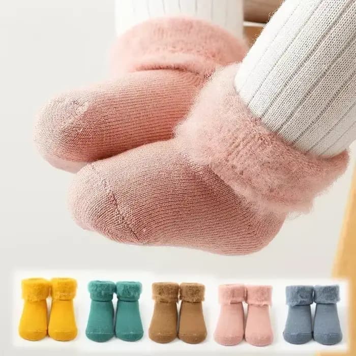 Chaussette en coton thermique en peluche pour nouveau-né