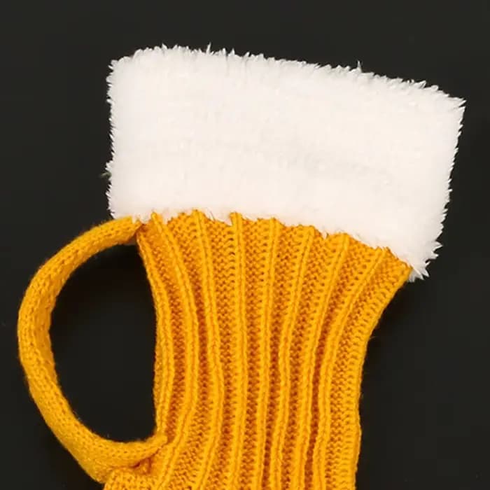 Tasse de bière 3D chaussettes tricotées hommes rembourrés chaud mi-mollet