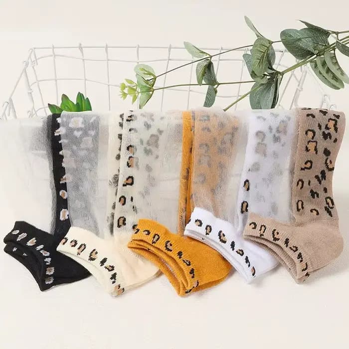 5/10 paires femmes imprimé léopard chaussettes courtes printemps été conception mince absorbant la sueur respirant doux confortable chaussettes décontractées 