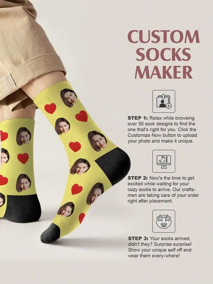 Chaussettes personnalisées avec Photo personnalisée pour Couple, cadeau d'anniversaire amusant pour Couples, famille, amis, noël, saint-valentin