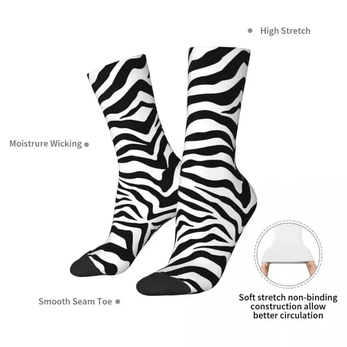 Chaussettes longues à imprimé zèbre Harajuku toutes saisons