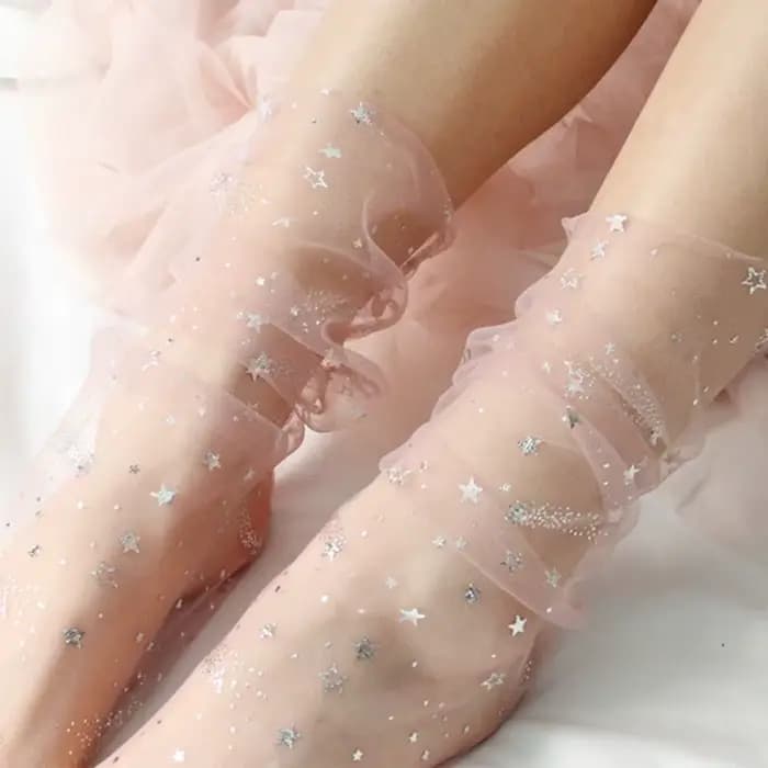 Chaussettes pour femmes en maille scintillante à paillettes