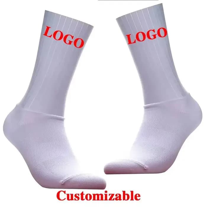 Chaussettes de cyclisme aérodynamiques personnalisables d'été anti-dérapantes en silicone pour hommes