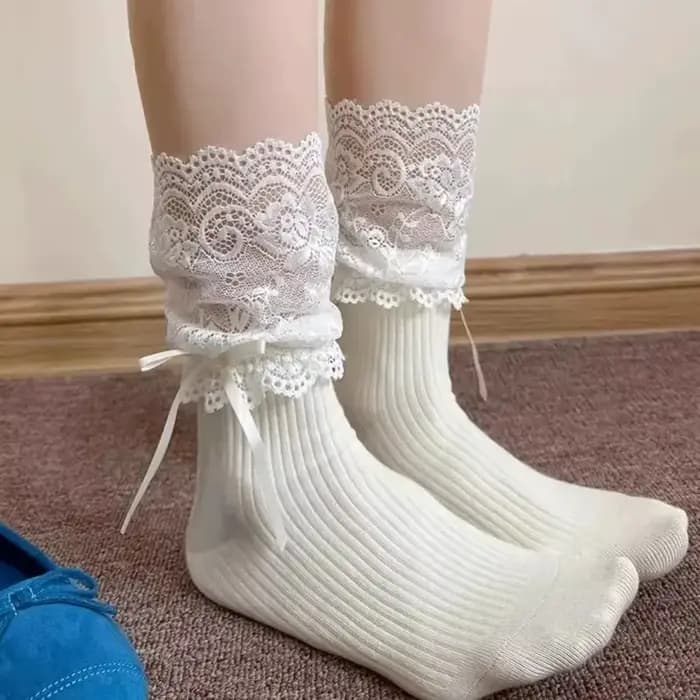Lolita dentelle nœud chaussettes automne/hiver cuisse haute