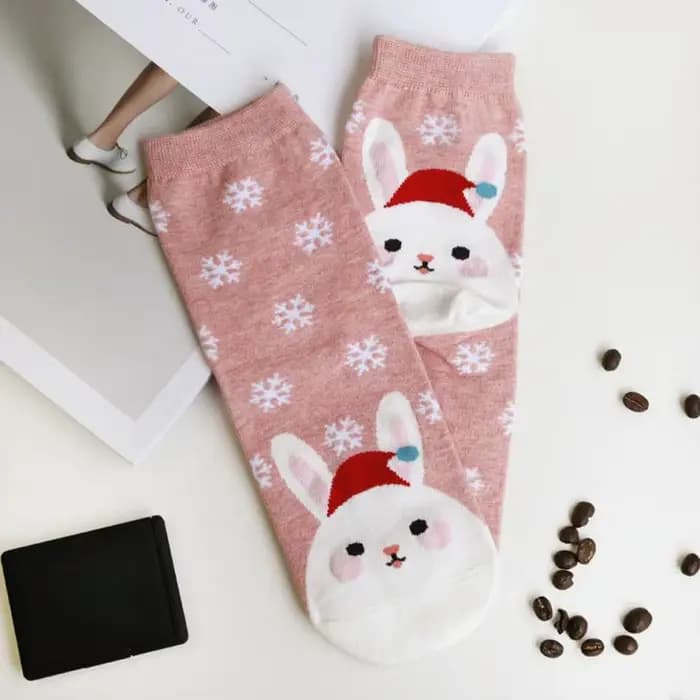 Chaussettes de dessin animé 3D en laine thermique mignonne pour femmes