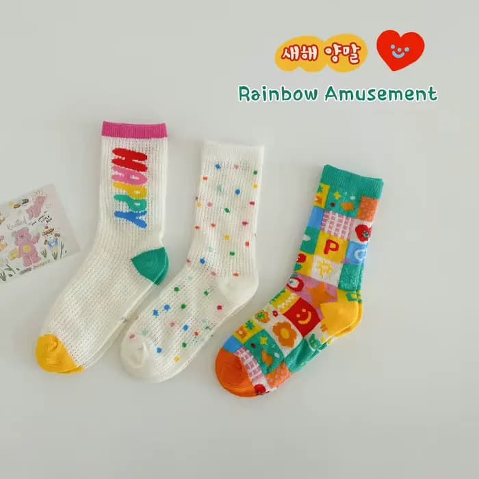 Chaussettes mi-mollet à motif arc-en-ciel pour enfants