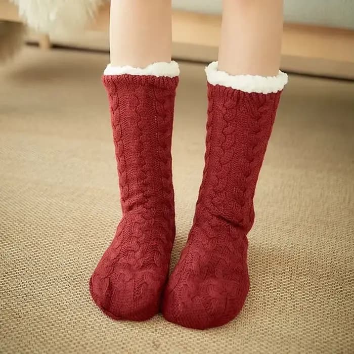 Chaussettes pelucheuses en chanvre moelleux pour femmes, douces, rayées, pour la maison, l'intérieur, l'hiver, chaudes, en peluche, antidérapantes, pantoufles thermiques épaisses, chaussettes de sol