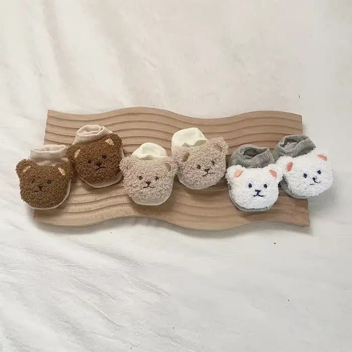 Nouveau bébé chaussettes courtes nouveau-né dessin animé ours chaussette enfants doux bateau