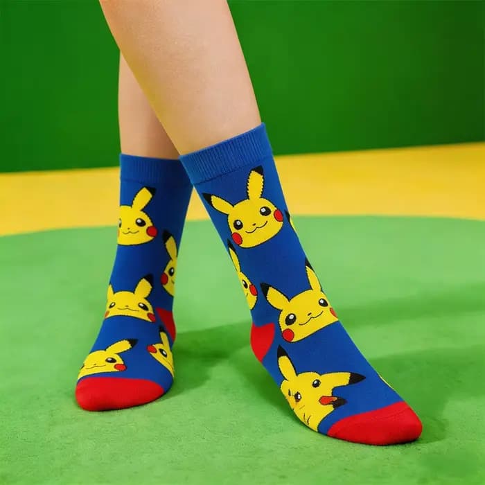 Chaussettes classiques de dessin animé Pokemon Pikachu