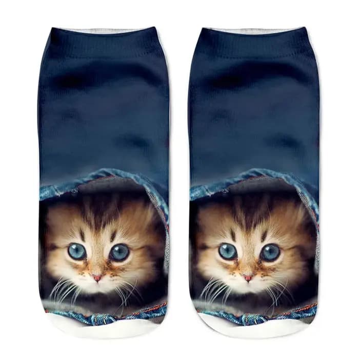 Chaussettes basses à motif de chat mignon pour femmes