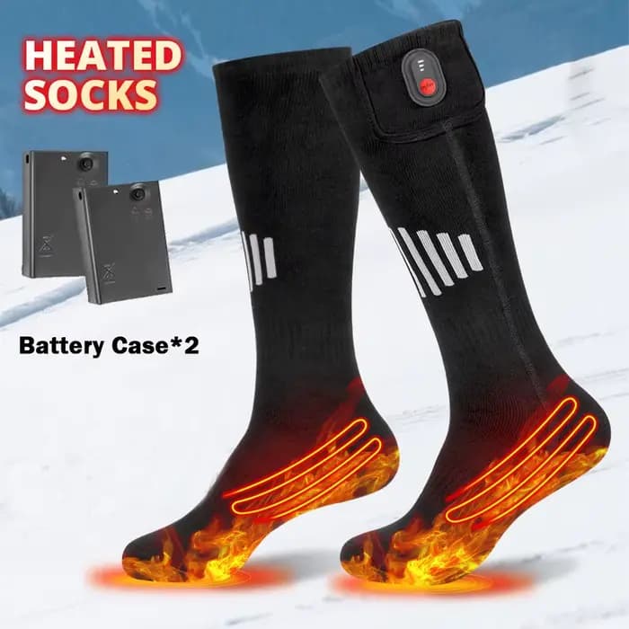 Chaussettes chauffantes avec boîte à piles Anti-froid pour hommes