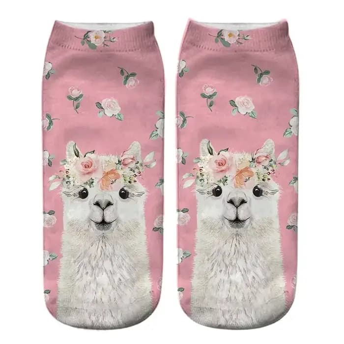 Chaussettes courtes en coton imprimé 3D pour femmes