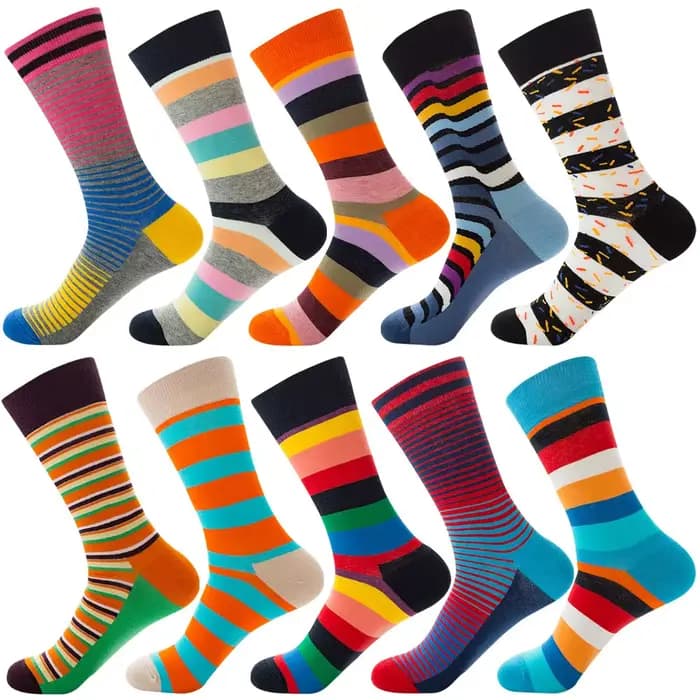 Chaussettes amusantes de skateboard de rue multicolores rayées pour hommes et femmes
