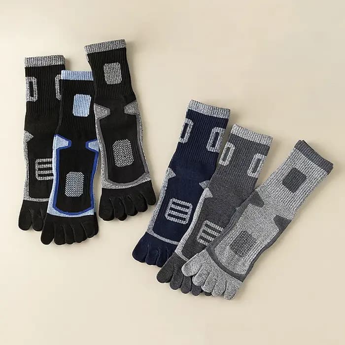 1 Paire de Chaussettes Athlétiques Mi-Mollet à Cinq Doigts pour Hommes et Femmes