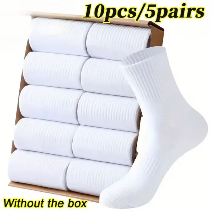 5/10 paires de chaussettes blanches de sport et de loisirs, absorbant la sueur et respirantes, adaptées aux hommes et aux femmes, chaussettes décontractées toutes saisons