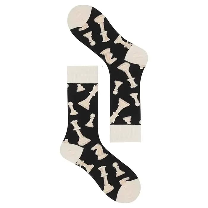 2 paires de chaussettes avec motifs chien et échecs