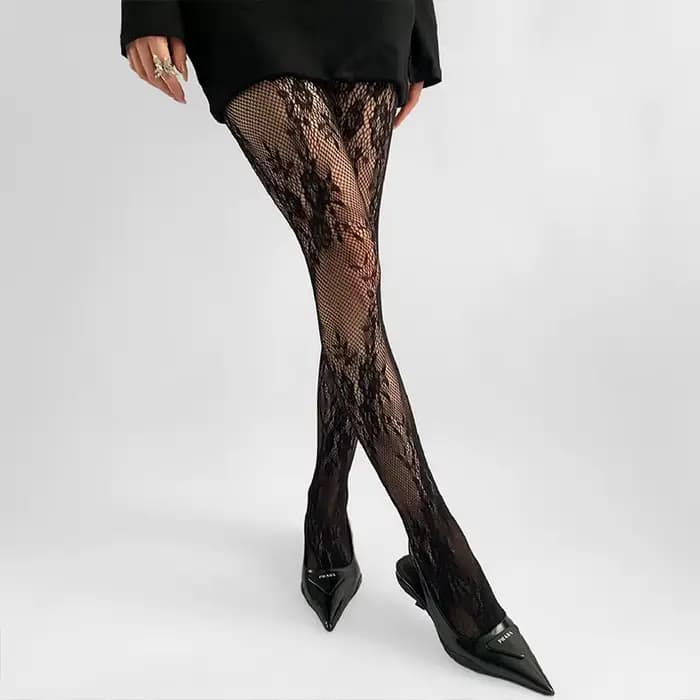 2025 nouveaux collants femmes Sexy dentelle florale cuisse haute bas