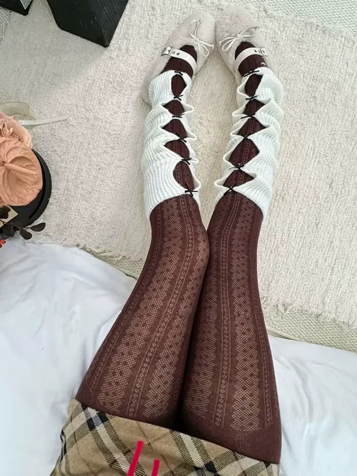 Collants Vintage à pois rayés pour femmes