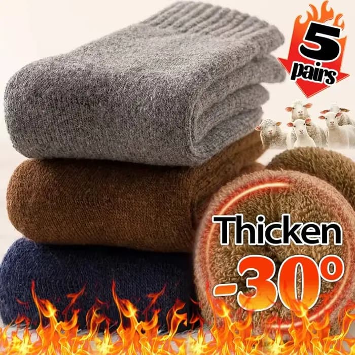 1/5 paires de chaussettes d'hiver en laine mérinos pour hommes