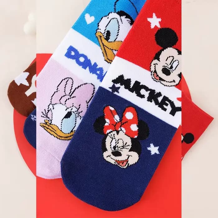 5 paires de chaussettes tricotées pour femmes, avec personnages de dessins animés Disney, style graffiti, pour l'été, légères et respirantes, chaussettes décontractées pour couple