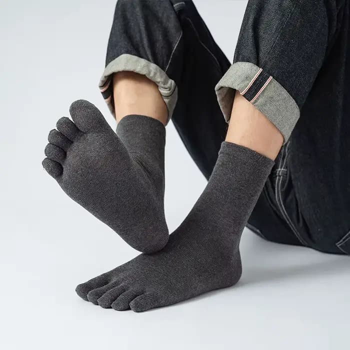 Chaussettes courtes cinq doigts en coton pour homme