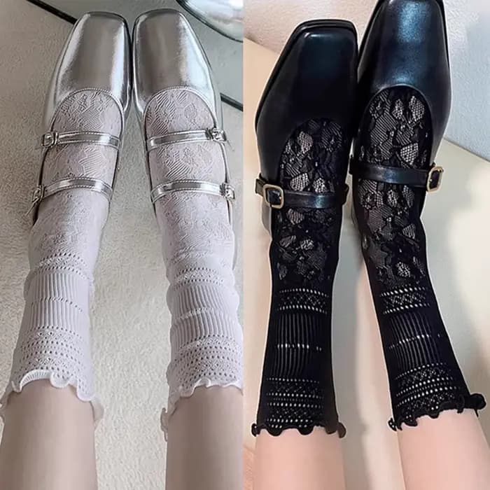 Chaussettes japonaises à bout Tabi en dentelle pour femmes