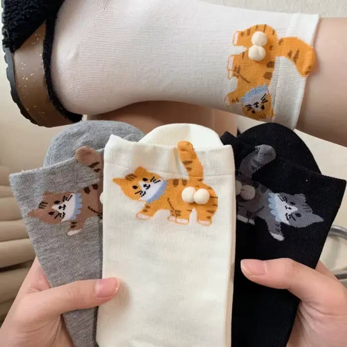 Chaussettes pour femmes nouveau dessin animé coréen drôle Kitty Kawaii Verstaile mignon mi Tube