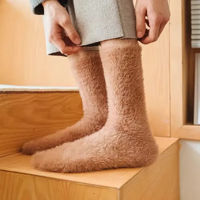 Chaussettes longues en laine de vison pour femmes