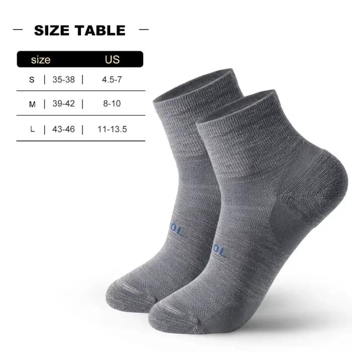 WRELS 1/2/3 paires de chaussettes en laine mérinos anti-ampoules, anti-humidité, respirantes, pour la course à pied, chaussettes de compression à la cheville