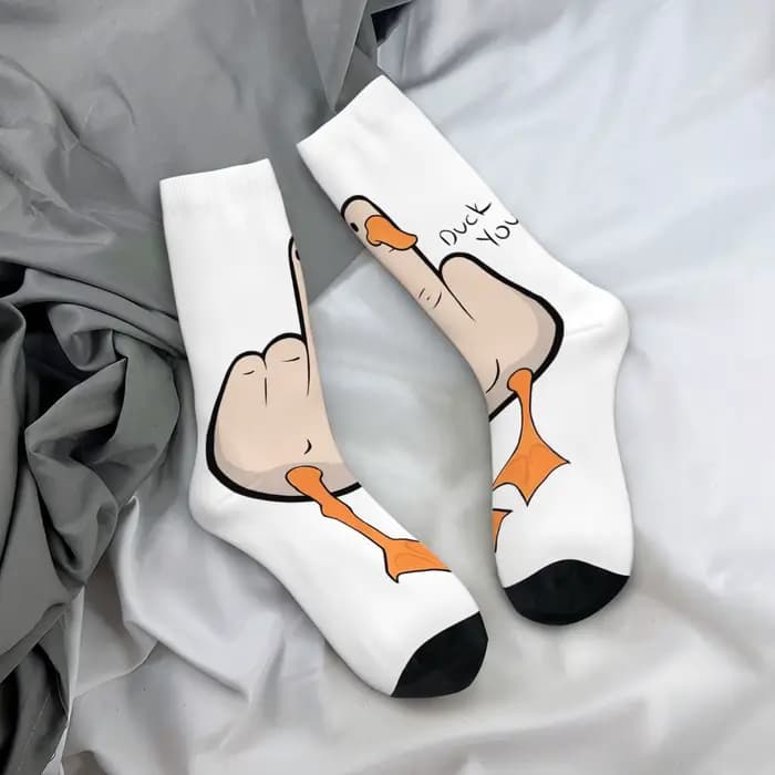 Chaussettes d'extérieur de dessin animé avec canard drôle