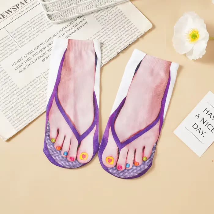 1 paire de chaussettes tongs à motif d'impression 3D